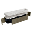 MONDIAZ THOR-DLUX 200cm meuble de salle de bains arrondi gauche + droite couleur Shadow avec 2 tiroirs et 2 portes. Vasque suspendue CLOUD Droite 1 trou de robinet couleur Glace. SW1467023