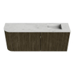 Mondiaz JOYA-DLUX Meuble de salle de bains 101,6cm - arrondi gauche couleur Shadow - Vasque FAYE position Droite 1 trou de robinet couleur Opalo. SW1422939