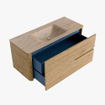 Mondiaz CIRO-DLUX Meuble de salle de bains - 110x45x50cm - Vasque solid surface Saba - 1 lavabo central - 1 trou de robinet - 2 tiroirs - Chêne SW1531176