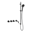 Fortifura Nebbio Badcombinatie-set - thermostaatkraan - glijstang met geïntegreerde wandaansluitbocht - metalen doucheslang - ronde handdouche - uitloop - mat zwart SW1238051