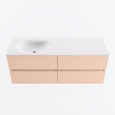 Mondiaz VICA ensemble de meuble de salle de bain - 130cm - meuble sous vasque rosee - 4 tiroirs - lavabo moon gauche - sans trous de robinet - version haute de 60cm - talc SW1080398