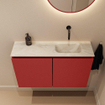 MONDIAZ TURE-DLUX Meuble toilette - 80cm - Fire - EDEN - vasque Ostra - position droite - sans trou de robinet SW1104849