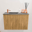 Mondiaz JOYA-DLUX 60cm toiletmeubel - kleur Oak - Wastafel FAYE positie Links 1 kraangat kleur Sombra. SW1424227