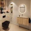MONDIAZ TURE-DLUX meuble WC 80 cm Washed Oak. Lavabo EDEN Frappe position milieu. Sans trou de robinet. SW1103111