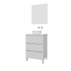 Adema Chaci PLUS Ensemble de meuble - 59.5x86x45.9cm - vasque à poser sur plan - robinets encastrables Inox - 3 tiroirs - miroir rectangulaire - Blanc mat SW1027186