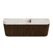 Mondiaz JOYA-DLUX 113.2cm toiletmeubel - ronding links en rechts kleur Walnut - Wastafel FAYE positie Midden Zonder kraangat kleur Frappe. SW1422355