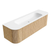 MONDIAZ KURVE 150cm Meuble salle de bain avec module 25 G et D - couleur Oak - 1 tiroir - 2 portes - vasque BIG MEDIUM centre - 1 trou de robinet - Talc SW1138222