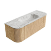 MONDIAZ KURVE-DLUX 130cm Meuble salle de bain avec module 25 G et D - couleur Oak - 1 tiroir - 2 portes - vasque BIG SMALL centre - 1 trou de robinet - couleur Glace SW1137931