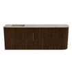 Mondiaz JOYA-DLUX 111.6cm toiletmeubel - ronding rechts kleur Walnut - Wastafel FAYE positie Links 1 kraangat kleur Arena. SW1424366