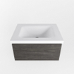 Mondiaz BUKLA Ensemble de meuble - 60x45x34cm - 0 trous de robinet - lavabo centré - solid surface - Talc - sans poignée - 1 tiroir - Mélamine - Marron foncé SW704852