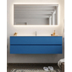 Mondiaz VICA ensemble de meuble de salle de bain - 150cm - meuble sous-vasque jeans - 2 tiroirs - lavabo moon milieu - 1 trou de robinet - miroir LED - version XL 60cm haut SW1098189