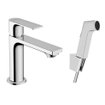 Hansgrohe Rebris E ensemble bidet avec mitigeur lavabo 1 trou 110 sans bonde avec douchette à main avec flexible de douche 160cm chrome SW796589