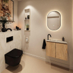 MONDIAZ TURE-DLUX Meuble toilette - 60cm - Washed Oak - EDEN - vasque Ostra - position gauche - 1 trou de robinet SW1105141