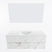 Mondiaz VICA ensemble de meuble de salle de bain - 130cm - meuble sous-vasque carrara - 2 tiroirs - lavabo cloud milieu - 1 trou de robinet - couleur talc - miroir LED - version XL 60cm haut SW1095789