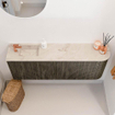 Mondiaz JOYA-DLUX Meuble de toilette 111.6cm - arrondi droit couleur Shadow - Vasque FAYE position Gauche 1 trou de robinet couleur Frappe. SW1422702