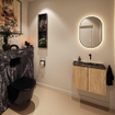 MONDIAZ TURE-DLUX Meuble toilette - 60cm - Washed Oak - EDEN - vasque Lava - position droite - sans trou de robinet SW1104117