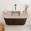 Mondiaz JOYA-DLUX 63.2cm toiletmeubel - ronding links en rechts kleur Walnut - Wastafel FAYE positie Midden Zonder kraangat kleur Saba. SW1424685