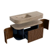 MONDIAZ THOR-DLUX Meuble de salle de bains 110cm arrondi gauche + droite couleur Walnut avec 1 tiroir et 2 portes. Vasque suspendue CLOUD Gauche 1 trou de robinet couleur Arena. SW1462710