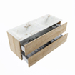MONDIAZ VICA-DLUX Ensemble meuble de salle de bains - 120cm - meuble bas Washed Oak - 2 tiroirs - lavabo encastré Cloud double - 2 trous de robinet - version hauteur 60cm - Frappe SW1088822