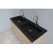 Basic Bella Meuble salle de bains avec lavabo acrylique Noir 120x55x46cm 2 trous de robinet Chêne SW491756
