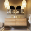 MONDIAZ VICA-DLUX Ensemble meuble de salle de bains - 150cm - meuble bas washed oak - 4 tiroirs - lavabo encastré cloud double - 2 trous de robinet - version haute 60cm - frape SW1088847