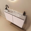 MONDIAZ TURE-DLUX Meuble toilette - 80cm - Rosee - EDEN - vasque Glace - position gauche - 1 trou de robinet SW1103498