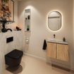 MONDIAZ TURE-DLUX Meuble toilette - 60cm - Washed Oak - EDEN - vasque Opalo - position gauche - sans trou de robinet SW1104609