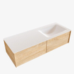 MONDIAZ LUSH Ensemble de meuble salle de bain - 120cm - 2 tiroirs - lavabo cloud - lavabo à droite - 0 trous de robinet - chêne blanchi SW409430