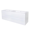 Saniclass Bologna lavabo pour meuble 160cm 2 lavabos sans trou polybéton blanc SW24900