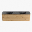 Mondiaz CIRO-DLUX Meuble de salle de bains - 190x45x50cm - Vasque solid surface Lava - 2 lavabos double - 2 trous de robinet - 4 tiroirs - Chêne SW1531013