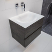 Mondiaz VICAB meuble de salle de bain - 60cm - meuble sous-vasque marron foncé - 2 tiroirs - lavabo Moon milieu - sans trous de robinet - version XL 60cm de haut SW1090692