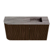 Mondiaz JOYA-DLUX Meuble de salle de bains 81,6cm - arrondi gauche couleur Walnut - Vasque FAYE position Droite Sans trou de robinet couleur Oza SW1424604
