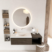 MONDIAZ BUKLA 120cm ensemble de meuble avec module ouvert 40 couleur Marron Foncé avec 1 tiroir. Lavabo CLOUD gauche 0 trous de robinet couleur Talc. SW1382085