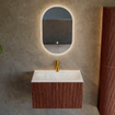 Mondiaz KURVE-DLUX Ensemble de meuble salle de bain - 70x46x40cm - 1 tiroir - lavabo en solid surface - milieu - 1 trou de robinet - Ruby SW1415726