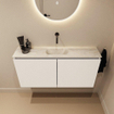 MONDIAZ TURE-DLUX Meuble toilette - 100cm - Talc - EDEN - vasque Ostra - position centrale - sans trou de robinet SW1104673