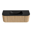 MONDIAZ KURVE 130cm Meuble salle de bain avec module 25 G et D - couleur Oak - 1 tiroir - 2 portes - vasque BIG SMALL centre - 1 trou de robinet - Urban SW1138367