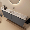 MONDIAZ TURE-DLUX Meuble toilette - 120cm - Dark Grey - EDEN - vasque Glace - position centrale - sans trou de robinet SW1103294