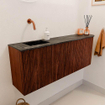 Mondiaz JOYA-DLUX Meuble de salle de bains - 111,6cm - arrondi droit couleur Ruby - Vasque FAYE position Gauche Sans trou de robinet couleur Lava SW1423684