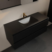 Mondiaz AIVY Ensemble de meuble - 120x45x50cm - 1 trou de robinet - 1 vasque Urban Solid surface - Centre - 2 tiroirs - avec miroir - MDF Urban SW892223