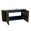 Mondiaz JOYA-DLUX Meuble de salle de bains 93.2cm - arrondi gauche et droite couleur Shadow - Vasque FAYE position Milieu Sans trou de robinet couleur Meli SW1424928