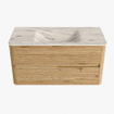 Mondiaz CIRO-DLUX Badkamermeubelset - 100x45x50cm - Solid surface wastafel Nata - 1 wasbak Midden - zonder kraangaten - 2 lades - Oak SW1531431