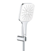 GROHE Rainshower SmartActive 130 Cube Set de douchette à main - 3 types de jets - carré - avec support - flexible lisse - 150cm - chrome/moon white SW472368