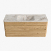 Mondiaz CIRO-DLUX Meuble de salle de bains - 120x45x50cm - plan-vasque solid surface Frappe - 1 lavabo au milieu - sans trous de robinetterie - 2 tiroirs - chêne SW1530866