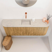 Mondiaz JOYA-DLUX 113.2cm toiletmeubel - ronding links en rechts kleur Oak - Wastafel FAYE positie Midden Zonder kraangat kleur Opalo. SW1422182
