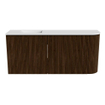 Mondiaz JOYA 91.6cm meuble de salle de bains - arrondi droit couleur Walnut - Vasque FAYE position Gauche 1 trou de robinet couleur Talc. SW1421286