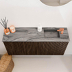 Mondiaz JOYA-DLUX 90cm meuble de salle de bains - couleur Walnut - Vasque FAYE position Droite 1 trou de robinet couleur Sombra. SW1424741
