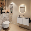 MONDIAZ TURE-DLUX Meuble toilette - 80cm - Linen - EDEN - vasque Glace - position centrale - 1 trou de robinet SW1103341