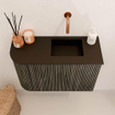 Mondiaz JOYA 61.6cm meuble de salle de bains - arrondi gauche couleur Shadow - Vasque FAYE position Droite Sans trou de robinet couleur Urban SW1421509