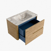 Mondiaz CIRO-DLUX Ensemble de meubles de salle de bains - 80x45x50cm - lavabo solid surface Frappe - 1 vasque au milieu - sans trous de robinet - 2 tiroirs - Chêne SW1530792