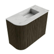 Mondiaz JOYA-DLUX 51.6cm toiletmeubel - ronding links kleur Shadow - Wastafel FAYE positie Rechts Zonder kraangat kleur Opalo. SW1422958